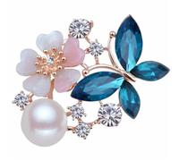 Ogquaton Broche en forme de papillon avec perles et strass