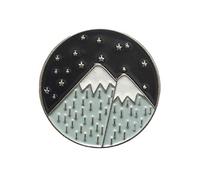 Ogquaton Broche ronde en émail, motif montagne, lune, étoile - Pour vêtements, sac à dos