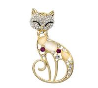 Ogquaton Broche Vintage Chat Or Pin Corsage Antique Opales Imitation Animal Broches Pour Femmes Petit Pin Pratique et Populaire