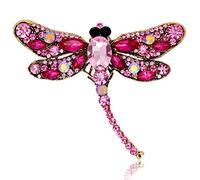 Ogquaton Broche Vintage en Forme de Libellule en Cristal pour Femme Rose
