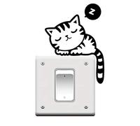 Ogquaton Chat mignon sieste interrupteur de lumière pour animaux de compagnie sticker mural autocollant en vinyle noir pratique et utile