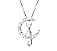 Ogquaton Collier de haute qualité avec motif chat mignon pendentif simple chaîne tendance tendance tendance bijoux vintage argent fête des mères anniversaire cadeau cadeau populaire