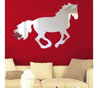 Ogquaton Décoration de qualité supérieure galopante cheval bricolage miroir sticker mural pour la maison, salon, fond de canapé