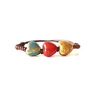 Ogquaton Dreieck Bracelet en céramique bohème ethnique tressé à la main réglable pour femme Durable et utile