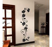 Ogquaton Fleur noire vigne sticker mural décalque maison tv fond salon décoration créative et utile