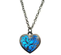 Ogquaton Lueur dans la sombre coeur lumineux en forme de coeur collier pendentif chaîne en cuir femmes hommes bijoux bleu portable et utile