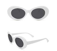 Ogquaton Lunettes de Soleil Rondes pour Femmes, Lunettes de Soleil surdimensionnées, Montures de Lunettes de Soleil à Monture Vintage, UV400 Lunettes de Sport en Plein air, Blanches et durables