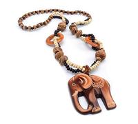 Ogquaton Mode Chandail Collier À La Main Perle En Bois Éléphant Pendentif Long Collier Chaîne De Chandail Femmes Bijoux Cadeau Élégant et Populaire