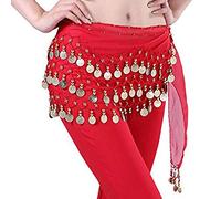 Ogquaton Mousseline De Soie Pendantes Or Danse du Ventre Jupe Echarpe Ceinture Enveloppe Rouge Qualité Premium