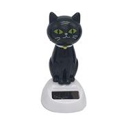 Ogquaton Nouveauté Solaire Actionné Bobbling Jouet Secouant Tête Et Queue Chat Noir Poupée De Bureau Gadget Maison/Bureau/Ornement De Voiture Durable et utile
