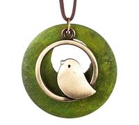 Ogquaton Oiseau pendentif perle en bois cru long collier pour les femmes créatif et utile