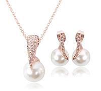 Ogquaton Parure de Bijoux élégante pour Femme avec Pendentif en Perles et Boucles d'oreilles pour Mariage, Portable et utile