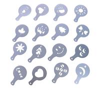 Ogquaton Pochoirs pour la décoration du café Cappuccino Pochoirs pour le chocolat au chocolat Modèle de dépoussiérage Pochoirs pour la décoration avec divers motifs 16 PCS