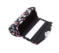 Ogquaton Rouge à lèvres Case Motif de fleurs brodées avec miroir boîte brillant boîte de rangement de bijoux, noir de haute qualité