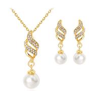 Ogquaton Simulé Perle Collier Pendentif Boucles D'oreilles Ensemble Spirale Simple Ensemble De Bijoux Pour Les Femmes Fille, Or Rentable