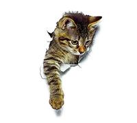 Ogquaton Sticker mural 3D mignon chat pour salle de bain et WC