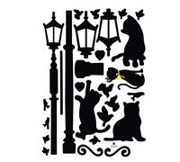 Ogquaton Stickers muraux Chats Enjou + Silhouette de Lampadaire Romantique d 'calcomanie Robuste et économique