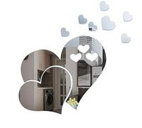 Ogquaton Stickers muraux en acrylique avec miroir en forme de cœur Argenté