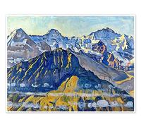 Ogre, moine et vierge au soleil du matin Poster de Ferdinand Hodler 70 x 50 cm Bleu Tableaux Décoration murale