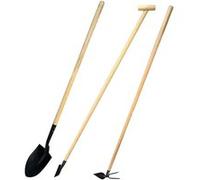 Outils de jardinage - OGROD - Lot avec pelle, binette et serfouette - Manche en bois - Léger et robuste
