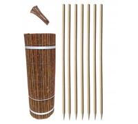 Ogrodzenia Wiklinowe Clôture en Osier 50x300 cm avec 7 Piquets en Bois Ø18 mm et 30 Colliers - Canisse Osier Brise Vue Jardin Terrasse Balcon