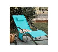 OGS28-HB x2 Lot de 2 Chaises Longues Transat de Jardin Bascule avec Appui-Tête Réglable, Pochette de Rangement et Repose-Pieds, Confort Ergonomique,