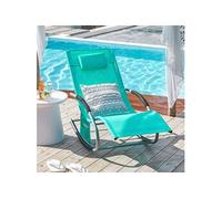 SoBuy OGS28-TB Chaise Longue Transat de Jardin Bascule avec Appui-Tête Réglable, Pochette de Rangement et Repose-Pieds, Confort Ergonomique, pour Extérieur, Balcon, Plage