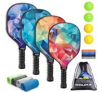 Oguka Lot de 4 Raquettes de Pickleball légères approuvées par l'USAPA, 4 balles de Pickleball, 4 Serviettes de Refroidissement et Un Sac, Raquettes de Pickleball de qualité supérieure Cadeaux pour