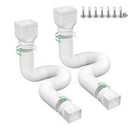 Ogutter Lot de 2 rallonges de gouttière de pluie flexibles pour drainage de l'eau de pluie - Tuyau d'extension de vidange vers le bas et extensible de 53 à 167 cm - Blanc