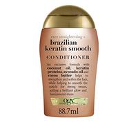 OGX-Après-Shampooing Ever-Straightening+Brazilian Keratin Smooth (flacon de 88,7 ml)-Après-shampoing lissant à la kératine brésilienne -Soin cheveux hydratant et réparateur pour des cheveux éclatants