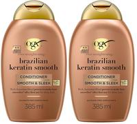 OGX - Après-Shampooing Kératine Lissage Brésilien (flacon de 385 ml) - Soin capillaire lissant à la kératine pour des cheveux brillants - Après-shampoing sans sulfate et sans parabène (Lot de 2)