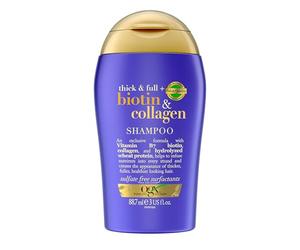 OGX CHAMPU BIOTINA Y COLAGENO 88ml. - trouve facilement sa place dans une routine capillaire régulière, shampoing doux qui apporte légèreté et fraîcheur à la chevelure, contenance 88 ml et devient un