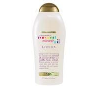 OGX Extra Creamy + Coconut Miracle Oil Lotion corporelle ultra hydratante avec gousse de vanille, lotion corporelle à absorption rapide pour tous les types de peau, sans paraben et sans tensioactifs