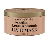 OGX | Masque pour les cheveux lissant à la kératine brésilienne (pot de 300 ml) - Masque capillaire pour régénérer les cheveux et faciliter le coiffage - Masque pour des cheveux brillants et doux
