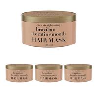 OGX | Masque pour les cheveux lissant à la kératine brésilienne (pot de 300 ml) - Masque capillaire pour régénérer les cheveux et faciliter le coiffage - Masque pour des cheveux brillants et doux