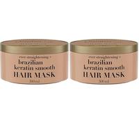 OGX | Masque pour les cheveux lissant à la kératine brésilienne (pot de 300 ml) - Masque capillaire pour régénérer les cheveux et faciliter le coiffage - Masque pour des cheveux brillants et doux