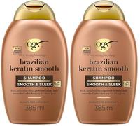 OGX Shampoing Brazilian Keratin Therapy (bouteille de 385 ml) - Shampooing lissant à la kératine Brésilienne - Soin capillaire sans parabène et sans sulfates (Lot de 2)