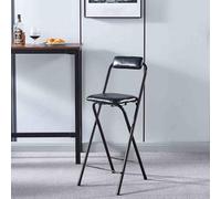 OGYJMSFN Tabourets Bar 30in Portable Folding Bar Stool High Back Padded Seat Counter Height Chair for Adults Indoor Outdoor Use Compact Design Kitchen Dining Room(Black,65cm/26in)