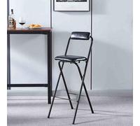 OGYJMSFN Tabourets Bar 30in Portable Folding Bar Stool High Back Padded Seat Counter Height Chair for Adults Indoor Outdoor Use Compact Design Kitchen Dining Room(Black,70cm/28in)