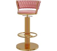 OGYJMSFN Tabourets Bar Adjustable Bar Stool for Kitchen Island Swivel Velvet Seat with Backrest Round Base and Footrest Dining Chair(Pink)
