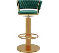 OGYJMSFN Tabourets Bar Adjustable Bar Stool for Kitchen Island Swivel Velvet Seat with Backrest Round Base and Footrest Dining Chair(Green)