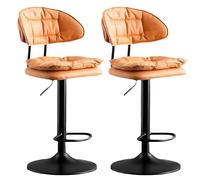 OGYJMSFN Tabourets Bar Adjustable Swivel Bar Stools 62 82 Cm Height Upholstered Kitchen Island Chairs Perfect for Desks Dining Tables Sturdy Plated Legs(Arancione 2 Pz,Black Legs)