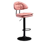 OGYJMSFN Tabourets Bar Adjustable Swivel Bar Stools 62 82 Cm Height Upholstered Kitchen Island Chairs Perfect for Desks Dining Tables Sturdy Plated Legs(Rosa 1 Pz,Black Legs)