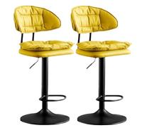 OGYJMSFN Tabourets Bar Adjustable Swivel Bar Stools 62 82 Cm Height Upholstered Kitchen Island Chairs Perfect for Desks Dining Tables Sturdy Plated Legs(Giallo 2 Pz,Black Legs)