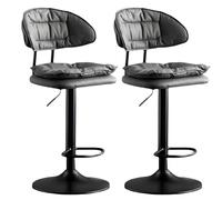 OGYJMSFN Tabourets Bar Adjustable Swivel Bar Stools 62 82 Cm Height Upholstered Kitchen Island Chairs Perfect for Desks Dining Tables Sturdy Plated Legs(Grigio Scuro 2 Pz,Black Legs)