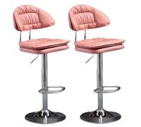 OGYJMSFN Tabourets Bar Adjustable Swivel Bar Stools 62 82 Cm Height Upholstered Kitchen Island Chairs Perfect for Desks Dining Tables Sturdy Plated Legs(2 Pezzi,Black Legs)