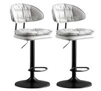 OGYJMSFN Tabourets Bar Adjustable Swivel Bar Stools 62 82 Cm Height Upholstered Kitchen Island Chairs Perfect for Desks Dining Tables Sturdy Plated Legs(Grigio Chiaro 2 Pz,Black Legs)
