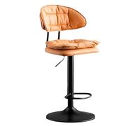 OGYJMSFN Tabourets Bar Adjustable Swivel Bar Stools 62 82 Cm Height Upholstered Kitchen Island Chairs Perfect for Desks Dining Tables Sturdy Plated Legs(Arancione 1 Pz,Black Legs)