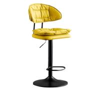 OGYJMSFN Tabourets Bar Adjustable Swivel Bar Stools 62 82 Cm Height Upholstered Kitchen Island Chairs Perfect for Desks Dining Tables Sturdy Plated Legs(Giallo 1 Pz,Black Legs)