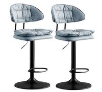 OGYJMSFN Tabourets Bar Adjustable Swivel Bar Stools 62 82 Cm Height Upholstered Kitchen Island Chairs Perfect for Desks Dining Tables Sturdy Plated Legs(Azzurro 2 Pz,Black Legs)